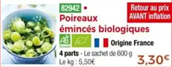 Thiriet Poireaux émincés biologiques offre