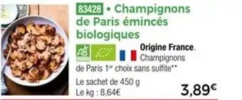 Thiriet Champignons de paris émincés biologiques offre