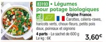 Thiriet Légumes pour potage biologiques offre
