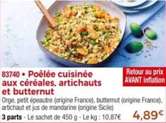 Thiriet Poêlée cuisinée aux céréales artichauts et butternut offre