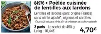 Thiriet Poêlée cuisinée de lentilles aux lardons offre