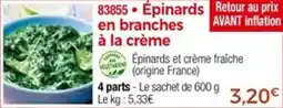 Thiriet Épinards en branches à la crème offre