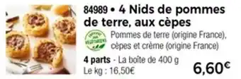Thiriet 4 nids de pommes de terre aux cèpes offre