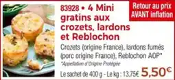 Thiriet 4 mini gratins aux crozets lardons et reblochon offre