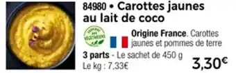 Thiriet Carottes jaunes au lait de coco offre