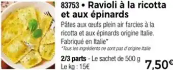 Thiriet Ravioli à la ricotta et aux épinards offre