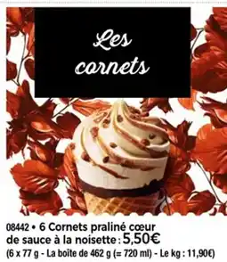 Thiriet 6 cornets praliné cœur de sauce à la noisette offre