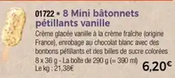 Thiriet 8 mini bâtonnets pétillants vanille offre
