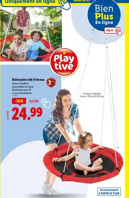 Lidl Balançoire nid d'oiseau offre