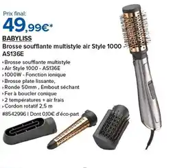 Costco BABYLISS Brosse soufflante multistyle air Style 1000 AS136E offre