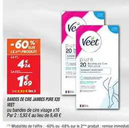 Netto VEET Bandes de cire jambes pure x20 offre