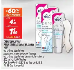 Netto VEET Crème dépilatoire peaux sensibles corps et jambes offre