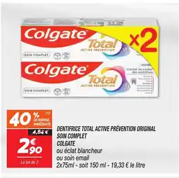 Netto COLGATE Dentifrice total active prévention original soin complet offre