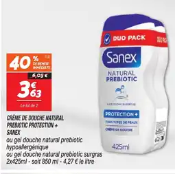 Netto SANEX Crème de douche natural prebiotic protection + offre