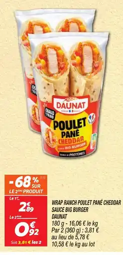 Netto DAUNAT Wrap ranch poulet pané cheddar sauce big burger offre