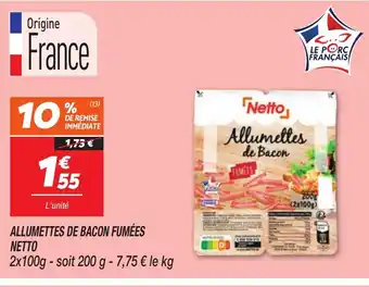 Netto NETTO Allumettes de bacon fumées offre