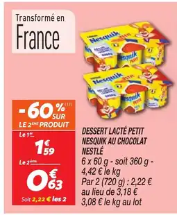 Netto Dessert lacté petit nesquik au chocolat nestlé offre