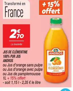 Netto ANDROS Jus de clémentine 100% pur jus offre