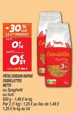 Netto NETTO Pâtes cuisson rapide coquillettes offre