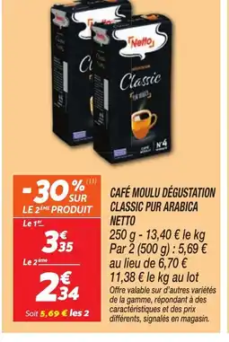 Netto NETTO Café moulu dégustation classic pur arabica offre