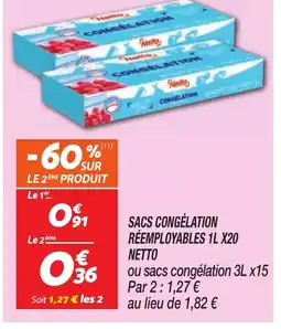 Netto NETTO Sacs congélation réemployables 1l x20 offre
