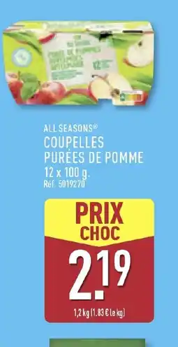 ALDI ALL SEASONS Coupelles purées de pomme offre