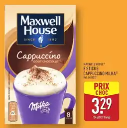 ALDI MAXWELL HOUSE 8 sticks cappuccino milka offre