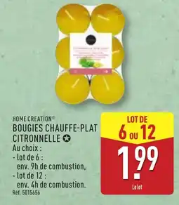ALDI HOME CREATION Bougies chauffe-plat citronnelle offre