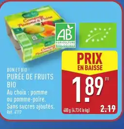 ALDI BON ET BIO Purée de fruits offre