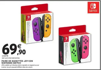 Intermarché Hyper NINTENDO SWITCH Paire de manettes joy-con offre