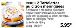 Thiriet 2 tartelettes au citron meringuées offre