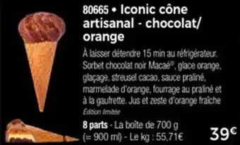 Thiriet Iconic cône artisanal chocolat orange offre
