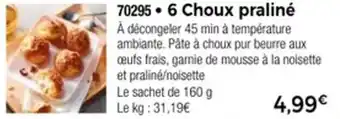 Thiriet 6 choux praliné offre