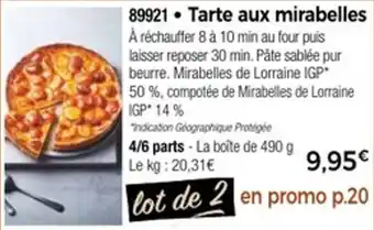 Thiriet Tarte aux mirabelles offre