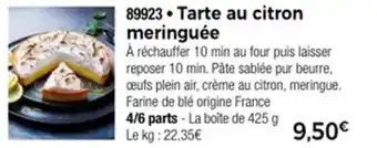 Thiriet Tarte au citron meringuée offre