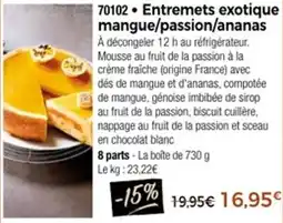 Thiriet Entremets exotique mangue passion ananas offre