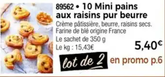 Thiriet 10 mini pains aux raisins pur beurre offre