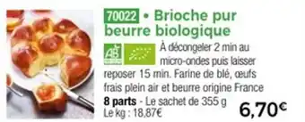 Thiriet Brioche pur beurre biologique offre