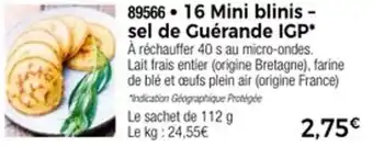 Thiriet 16 mini blinis sel de guérande igp offre