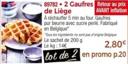 Thiriet 2 gaufres de liège offre