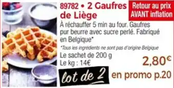 Thiriet 2 gaufres de liège offre
