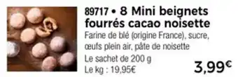 Thiriet 8 mini beignets fourrés cacao noisette offre