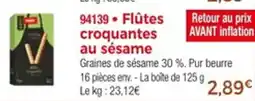 Thiriet Flûtes croquantes au sésame offre