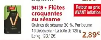 Thiriet Flûtes croquantes au sésame offre