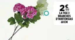 La tige 3 branches d'hortensias 68 cm