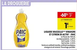 Supeco PAIC Liquide vaisselle** vinaigre et citron bi-activ' offre