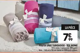 Supeco Fouta unie turquoise - tex home offre