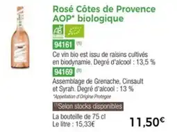 Thiriet Rosé côtes de provence aop biologique offre