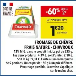 Supeco CHAVROUX Fromage de chèvre frais nature - offre