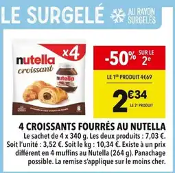 Supeco NUTELLA 4 croissants fourrés au offre